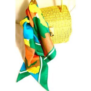 1960s Kaleidoscope Symphony: Vintage Abstract Colorful Scarf from Taiwan